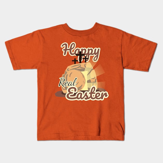 Happy Real Easter Day Kids T-Shirt by Dearly Mu